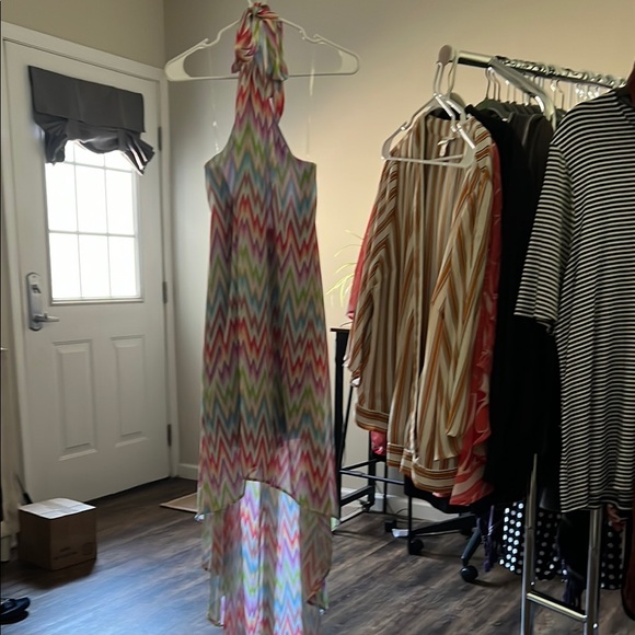Fantastic Fawn Orange Green Halter Sundress - Picture 1 of 2
